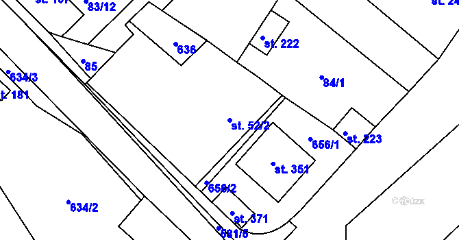 Parcela st. 52/2 v KÚ Jiřice u Kostelce nad Labem, Katastrální mapa