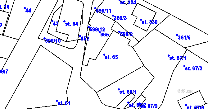 Parcela st. 65 v KÚ Jiřice u Kostelce nad Labem, Katastrální mapa