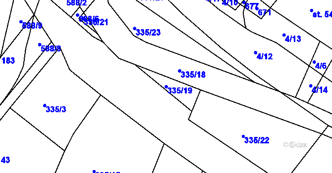 Parcela st. 335/19 v KÚ Jiřice u Kostelce nad Labem, Katastrální mapa