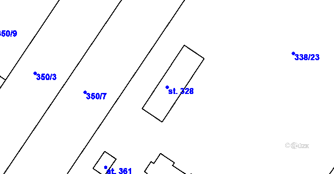 Parcela st. 328 v KÚ Jiřice u Kostelce nad Labem, Katastrální mapa