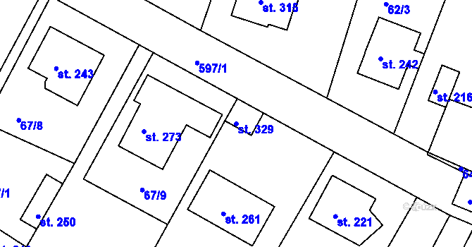 Parcela st. 329 v KÚ Jiřice u Kostelce nad Labem, Katastrální mapa