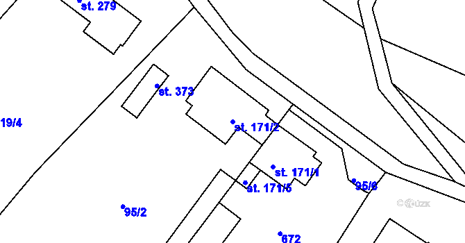 Parcela st. 171/2 v KÚ Jiřice u Kostelce nad Labem, Katastrální mapa