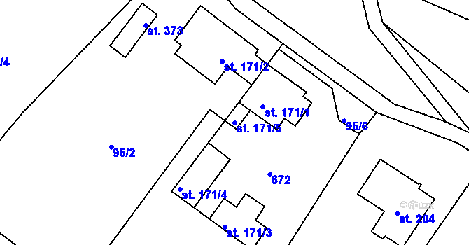 Parcela st. 171/5 v KÚ Jiřice u Kostelce nad Labem, Katastrální mapa