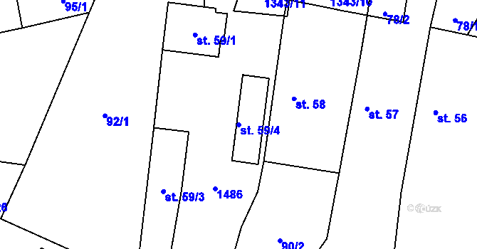 Parcela st. 59/4 v KÚ Jiřice u Humpolce, Katastrální mapa