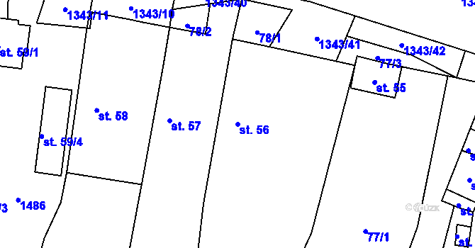 Parcela st. 56 v KÚ Jiřice u Humpolce, Katastrální mapa