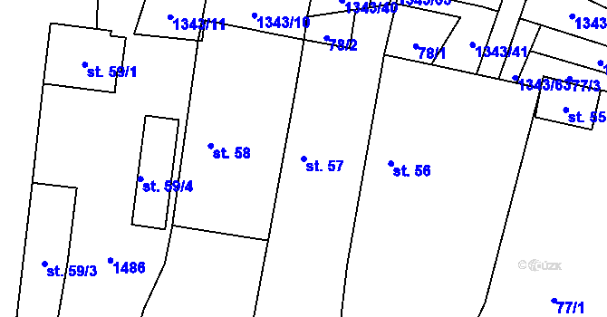 Parcela st. 57 v KÚ Jiřice u Humpolce, Katastrální mapa
