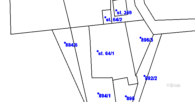 Parcela st. 64/1 v KÚ Jiřice u Humpolce, Katastrální mapa