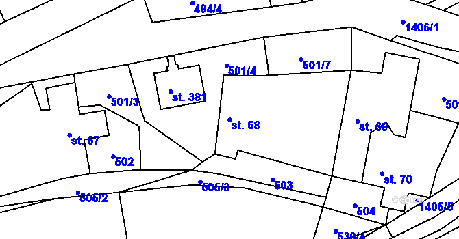 Parcela st. 68 v KÚ Jiřice u Humpolce, Katastrální mapa