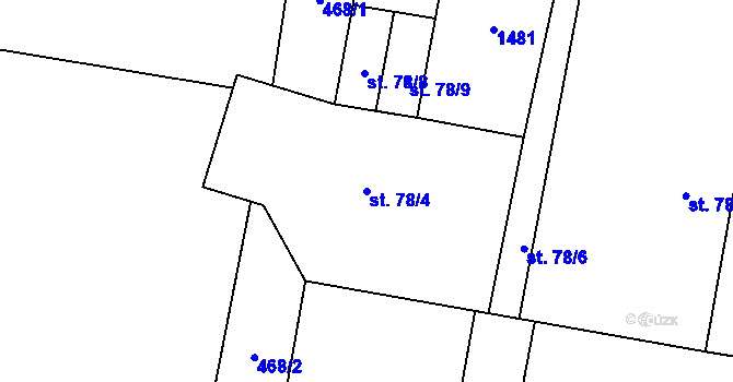 Parcela st. 78/4 v KÚ Jiřice u Humpolce, Katastrální mapa