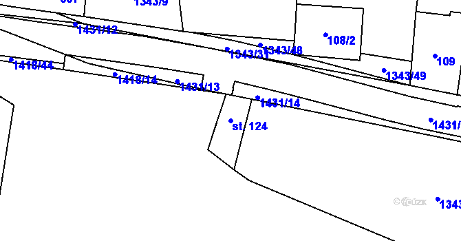 Parcela st. 124 v KÚ Jiřice u Humpolce, Katastrální mapa