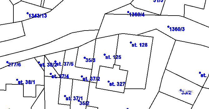 Parcela st. 125 v KÚ Jiřice u Humpolce, Katastrální mapa