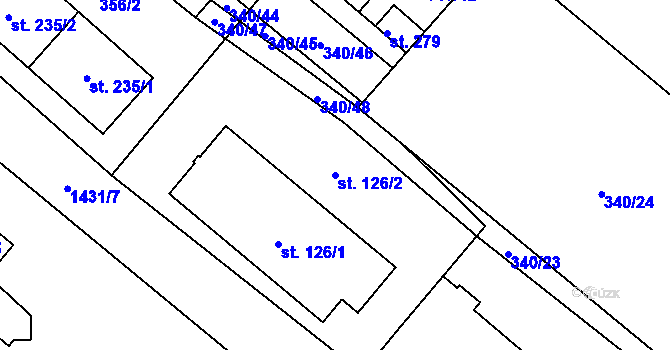 Parcela st. 126/2 v KÚ Jiřice u Humpolce, Katastrální mapa