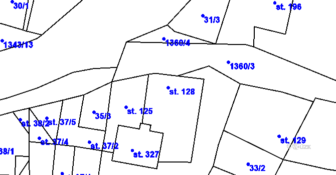 Parcela st. 128 v KÚ Jiřice u Humpolce, Katastrální mapa