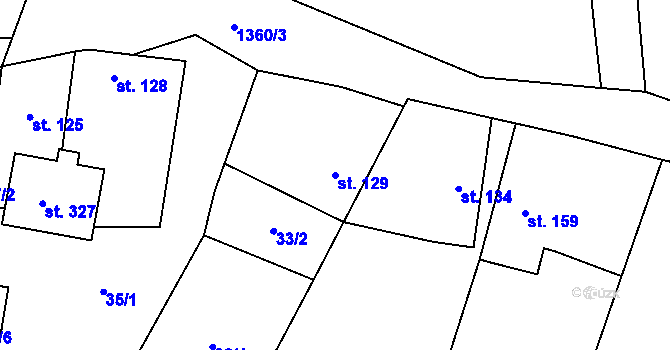Parcela st. 129 v KÚ Jiřice u Humpolce, Katastrální mapa