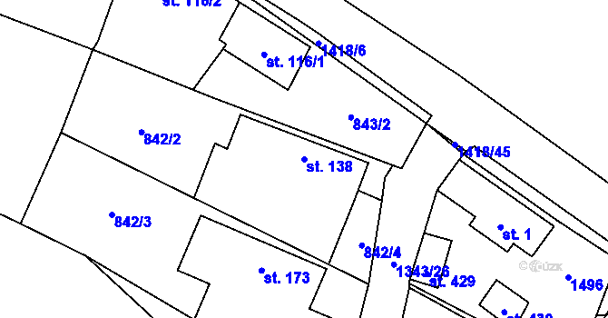 Parcela st. 138 v KÚ Jiřice u Humpolce, Katastrální mapa