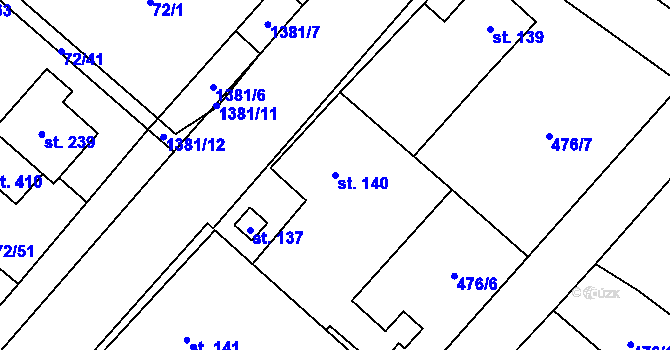 Parcela st. 140 v KÚ Jiřice u Humpolce, Katastrální mapa