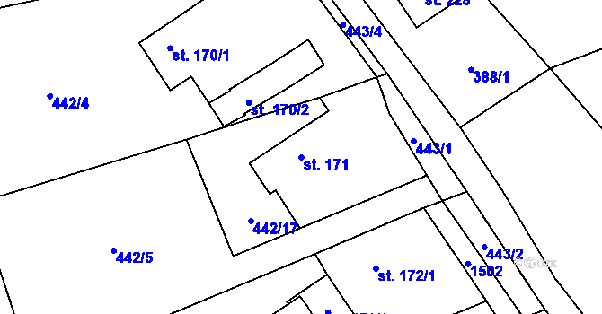 Parcela st. 171 v KÚ Jiřice u Humpolce, Katastrální mapa