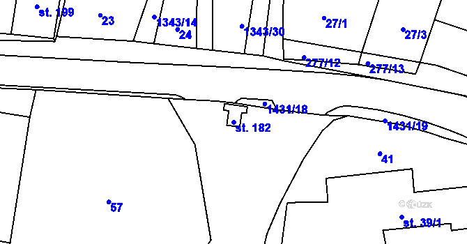 Parcela st. 182 v KÚ Jiřice u Humpolce, Katastrální mapa
