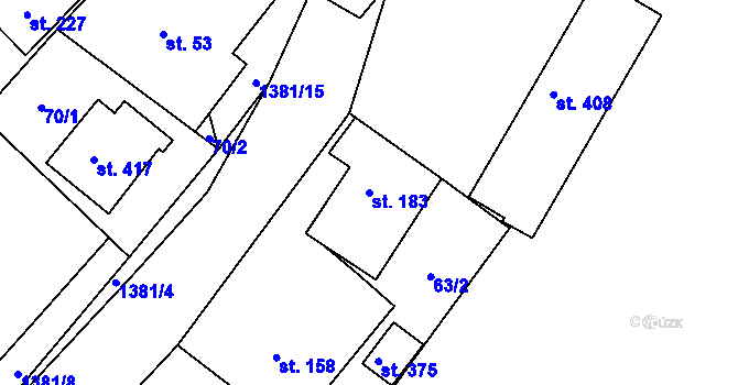 Parcela st. 183 v KÚ Jiřice u Humpolce, Katastrální mapa