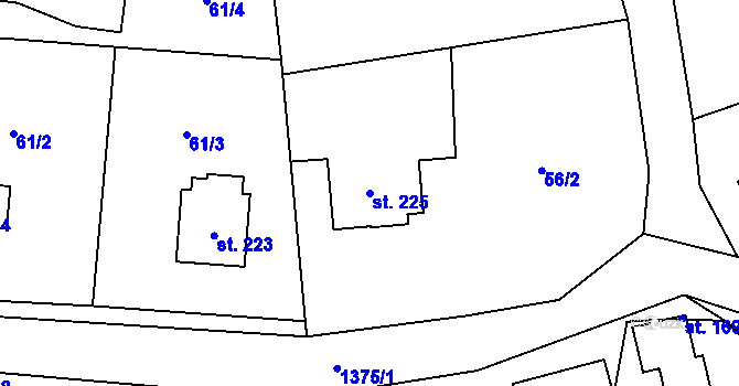 Parcela st. 225 v KÚ Jiřice u Humpolce, Katastrální mapa