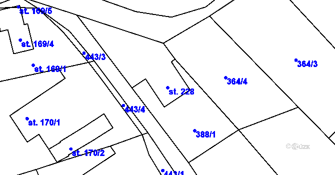 Parcela st. 228 v KÚ Jiřice u Humpolce, Katastrální mapa