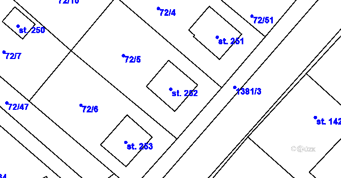 Parcela st. 252 v KÚ Jiřice u Humpolce, Katastrální mapa