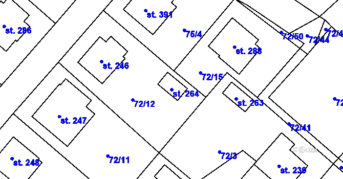 Parcela st. 264 v KÚ Jiřice u Humpolce, Katastrální mapa