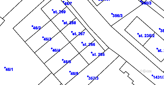 Parcela st. 266 v KÚ Jiřice u Humpolce, Katastrální mapa