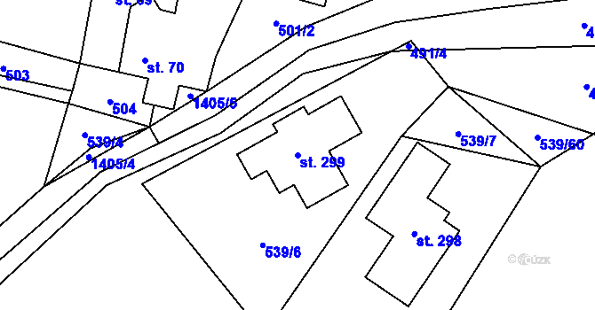 Parcela st. 299 v KÚ Jiřice u Humpolce, Katastrální mapa