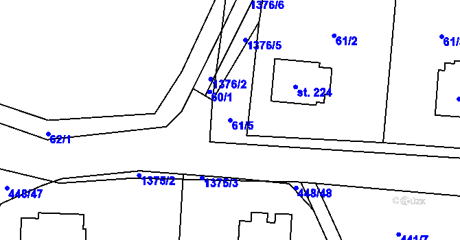 Parcela st. 61/5 v KÚ Jiřice u Humpolce, Katastrální mapa