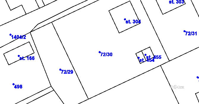 Parcela st. 72/30 v KÚ Jiřice u Humpolce, Katastrální mapa