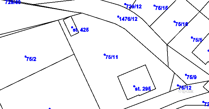 Parcela st. 75/11 v KÚ Jiřice u Humpolce, Katastrální mapa