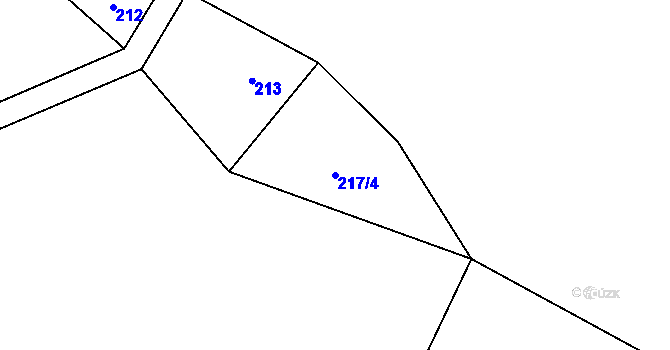 Parcela st. 217/4 v KÚ Jiřice u Humpolce, Katastrální mapa