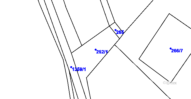 Parcela st. 252/1 v KÚ Jiřice u Humpolce, Katastrální mapa