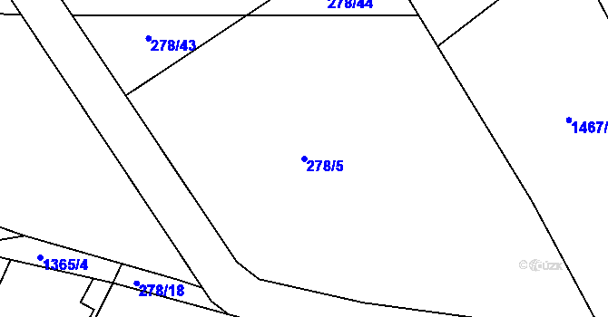 Parcela st. 278/5 v KÚ Jiřice u Humpolce, Katastrální mapa
