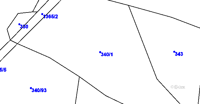 Parcela st. 340/1 v KÚ Jiřice u Humpolce, Katastrální mapa