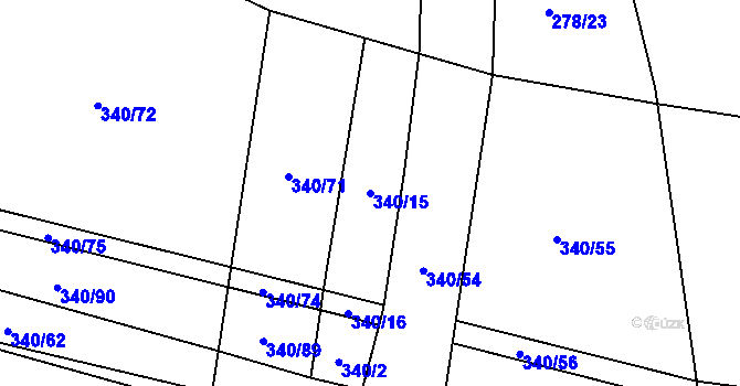Parcela st. 340/15 v KÚ Jiřice u Humpolce, Katastrální mapa