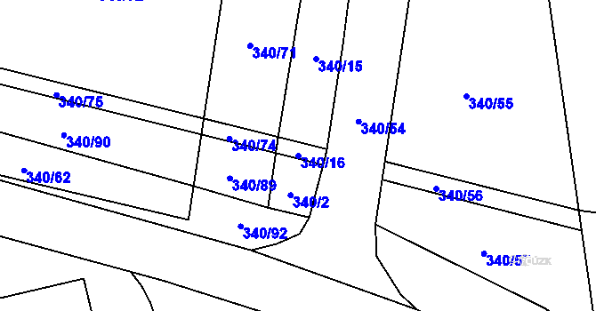 Parcela st. 340/16 v KÚ Jiřice u Humpolce, Katastrální mapa