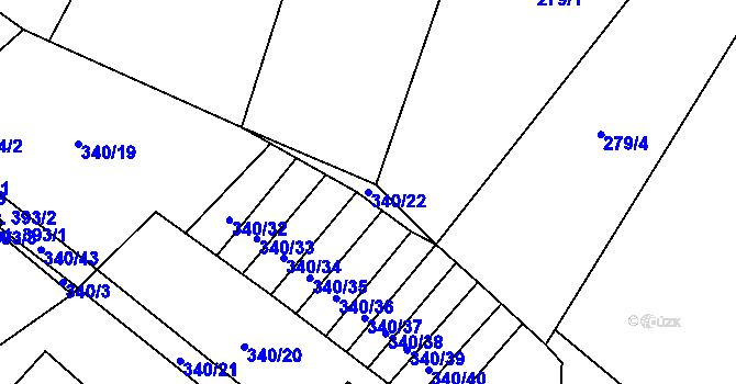 Parcela st. 340/22 v KÚ Jiřice u Humpolce, Katastrální mapa