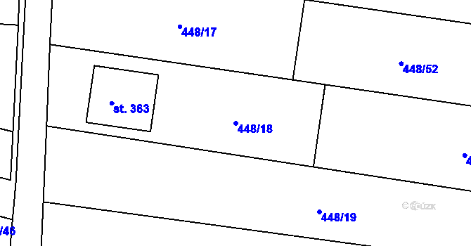 Parcela st. 448/18 v KÚ Jiřice u Humpolce, Katastrální mapa