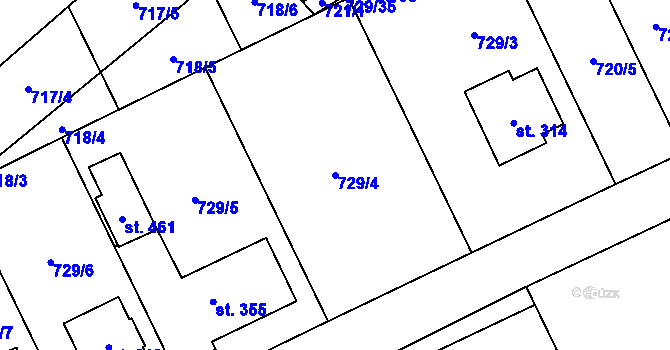 Parcela st. 729/4 v KÚ Jiřice u Humpolce, Katastrální mapa