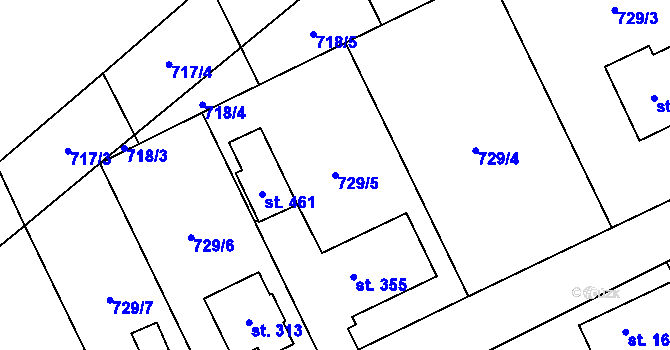 Parcela st. 729/5 v KÚ Jiřice u Humpolce, Katastrální mapa