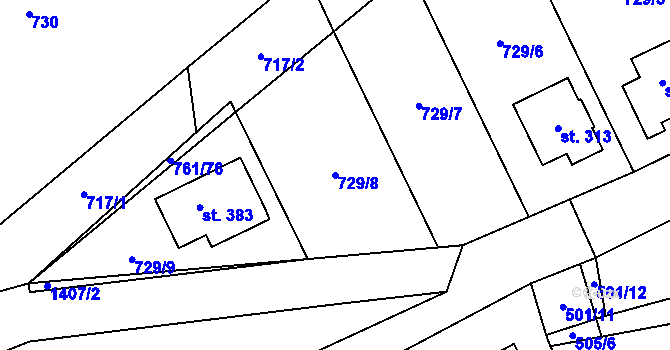 Parcela st. 729/8 v KÚ Jiřice u Humpolce, Katastrální mapa