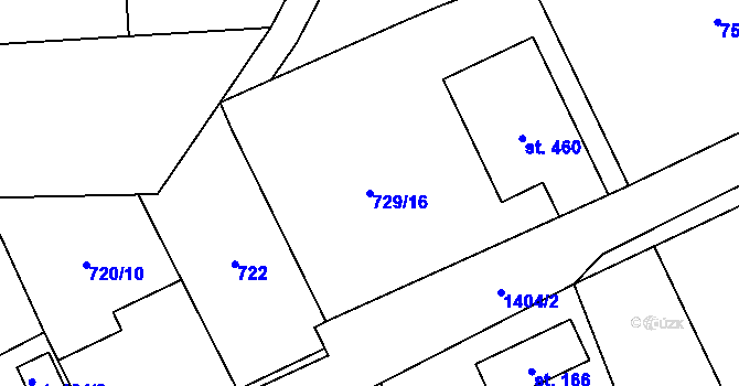 Parcela st. 729/16 v KÚ Jiřice u Humpolce, Katastrální mapa