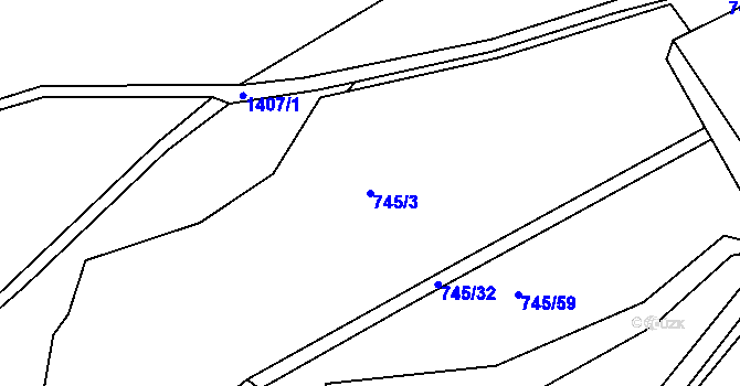 Parcela st. 745/3 v KÚ Jiřice u Humpolce, Katastrální mapa