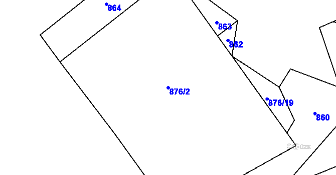 Parcela st. 876/2 v KÚ Jiřice u Humpolce, Katastrální mapa