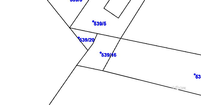 Parcela st. 539/16 v KÚ Jiřice u Humpolce, Katastrální mapa