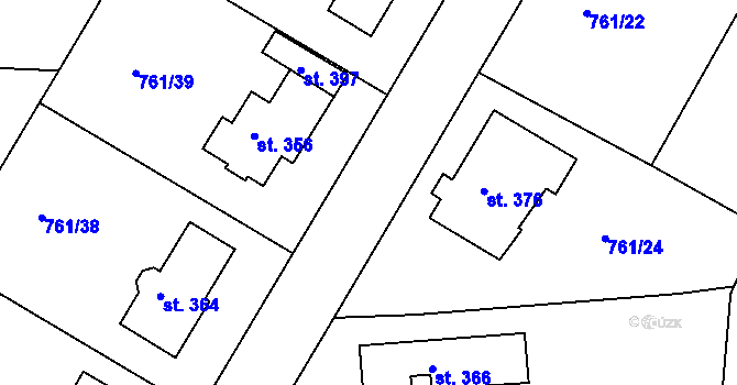 Parcela st. 761/27 v KÚ Jiřice u Humpolce, Katastrální mapa