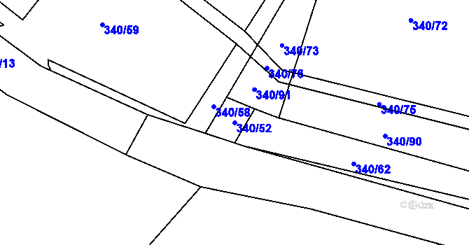 Parcela st. 340/52 v KÚ Jiřice u Humpolce, Katastrální mapa