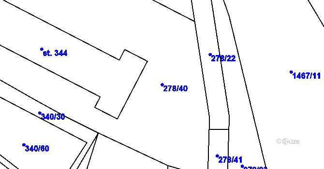 Parcela st. 278/40 v KÚ Jiřice u Humpolce, Katastrální mapa